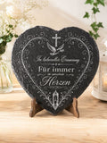 Gedenktafel Herz aus Schiefer mit Foto-Gravur – Grabschmuck