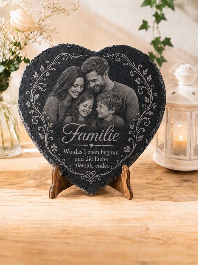 Schieferherz mit Foto-Gravur – personalisiertes Geschenk