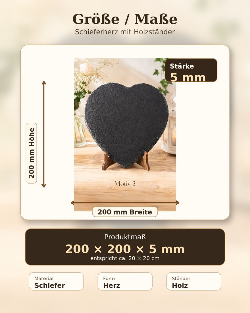 Gedenktafel Herz aus Schiefer mit Foto-Gravur – Grabschmuck