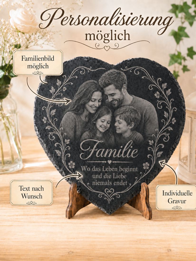 Schieferherz mit Foto-Gravur – personalisiertes Geschenk