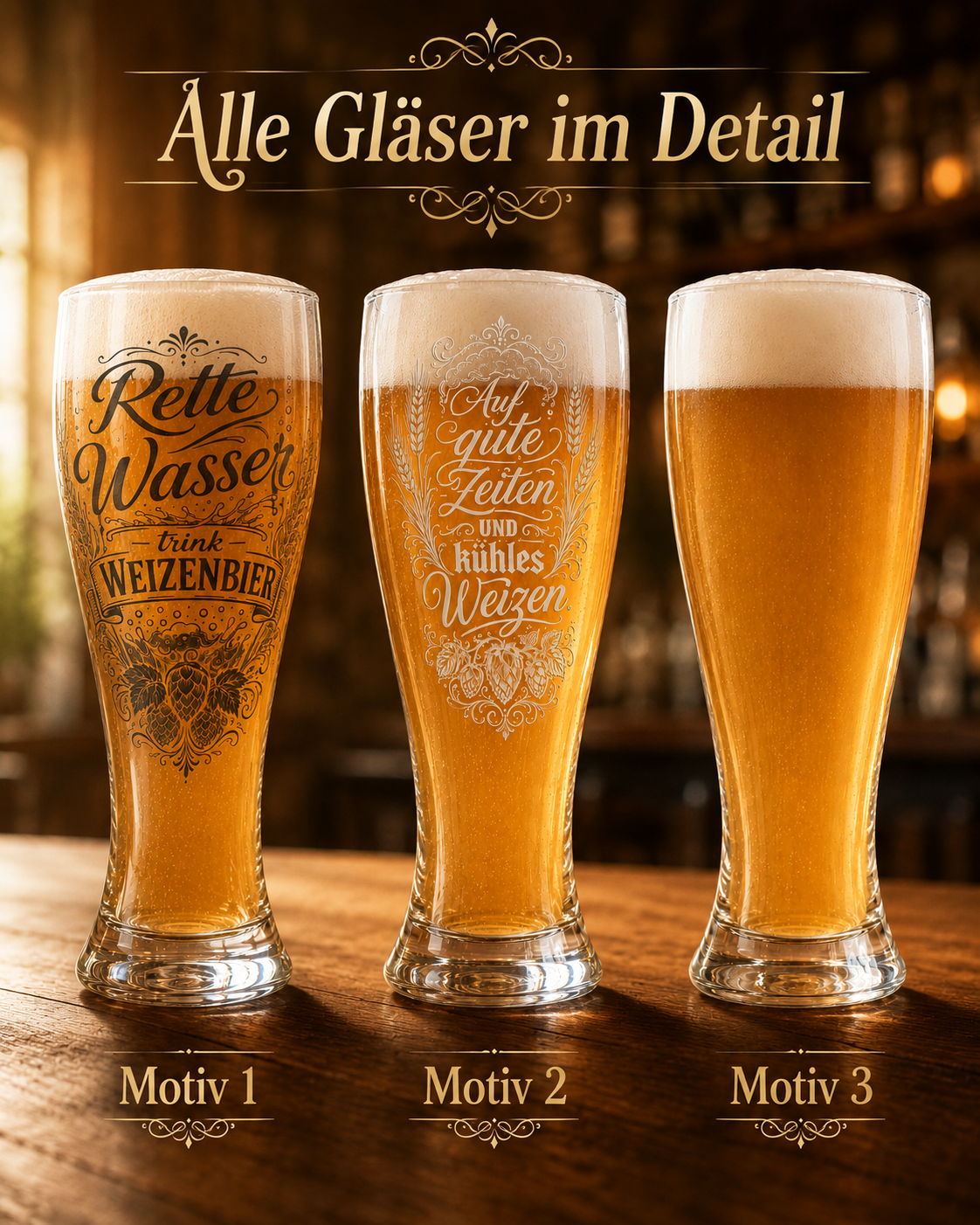 Weizenbierglas „Rette Wasser“ mit Gravur