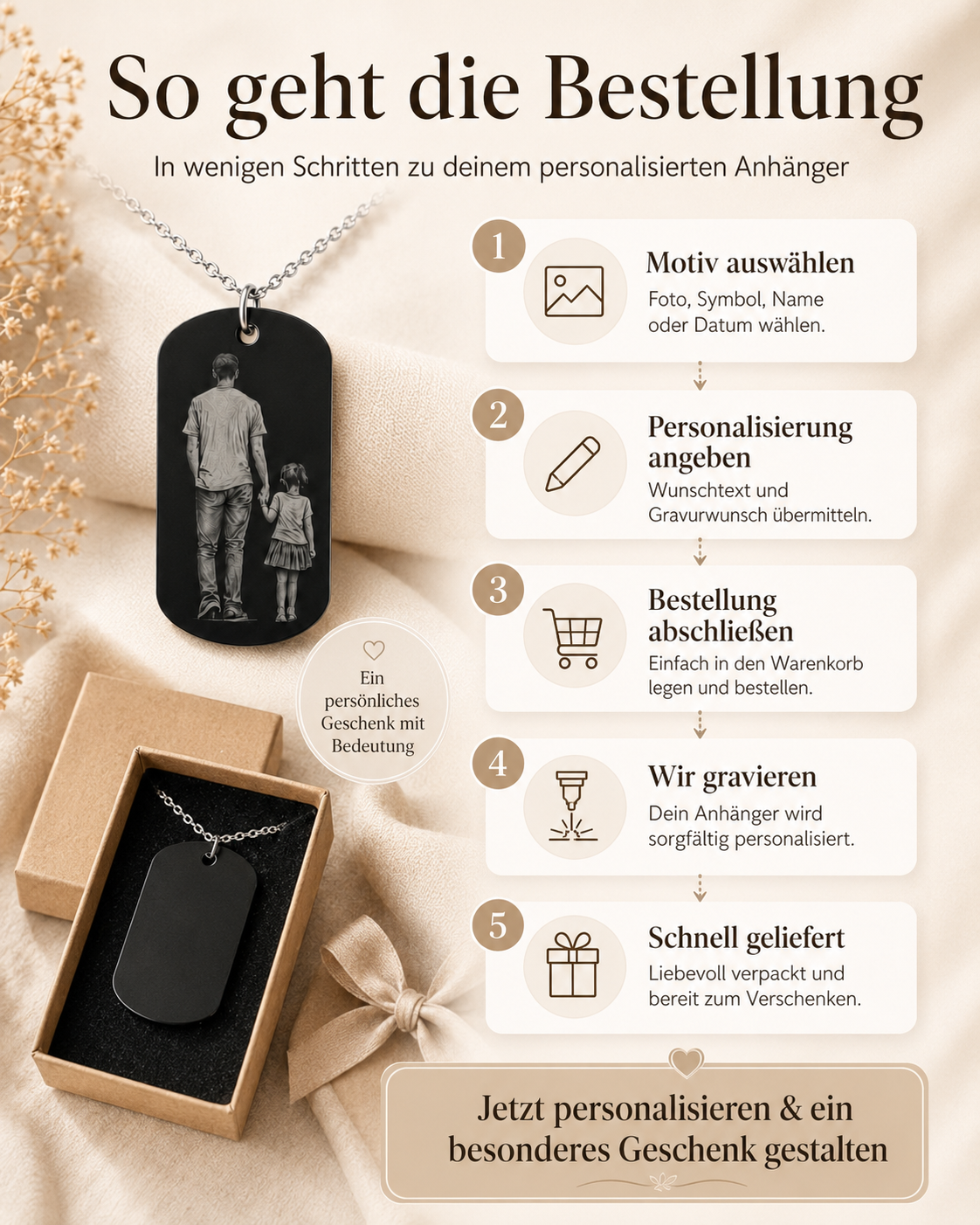 Collier personnalisé avec nom - Modèle Noah