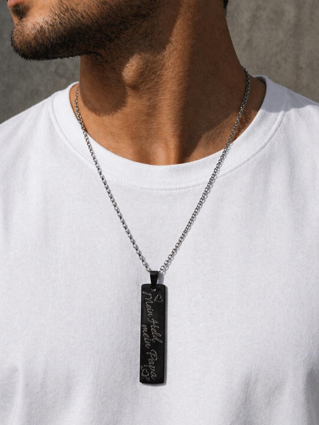 Herren-Halskette GWN mit Edelstahl-Anhänger und Gravur