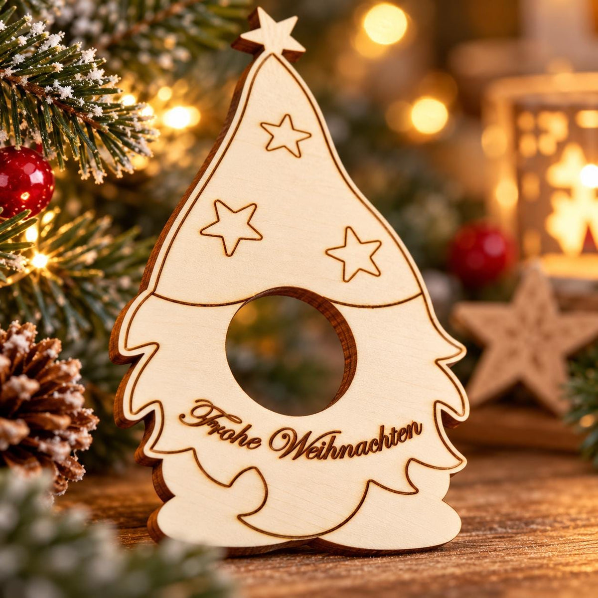 Weihnachtswichtel aus Holz mit Namen – Schokoladenhalter