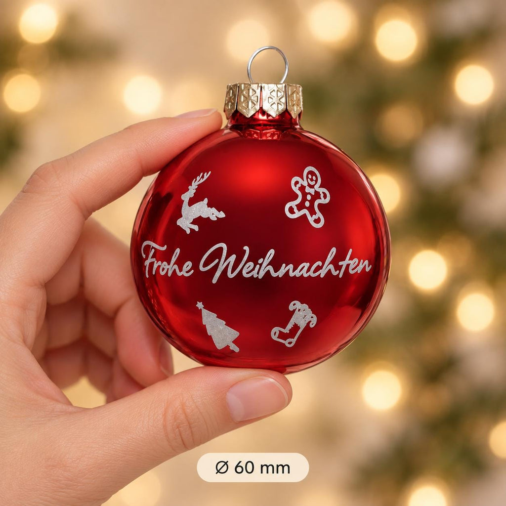 Weihnachtskugel 6 cm rot mit Namen graviert