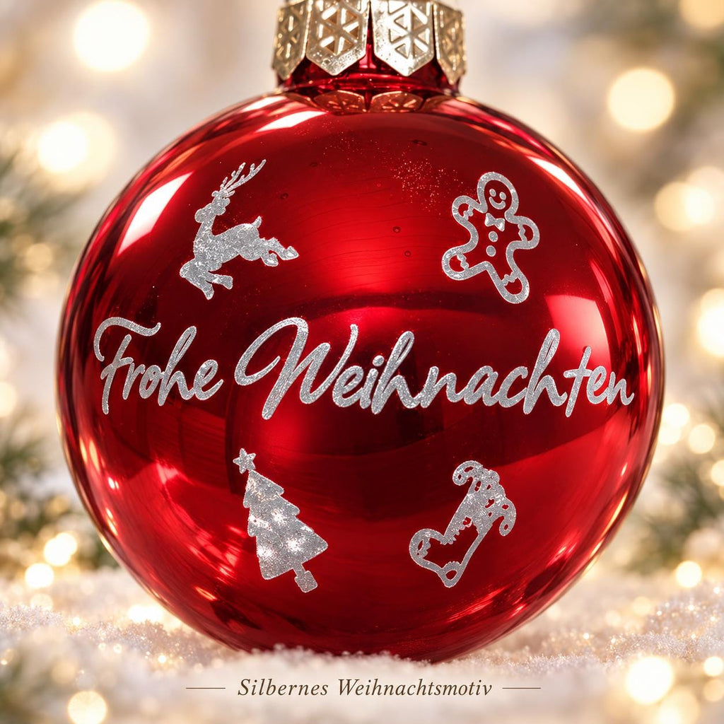 Weihnachtskugel 6 cm rot mit Namen graviert
