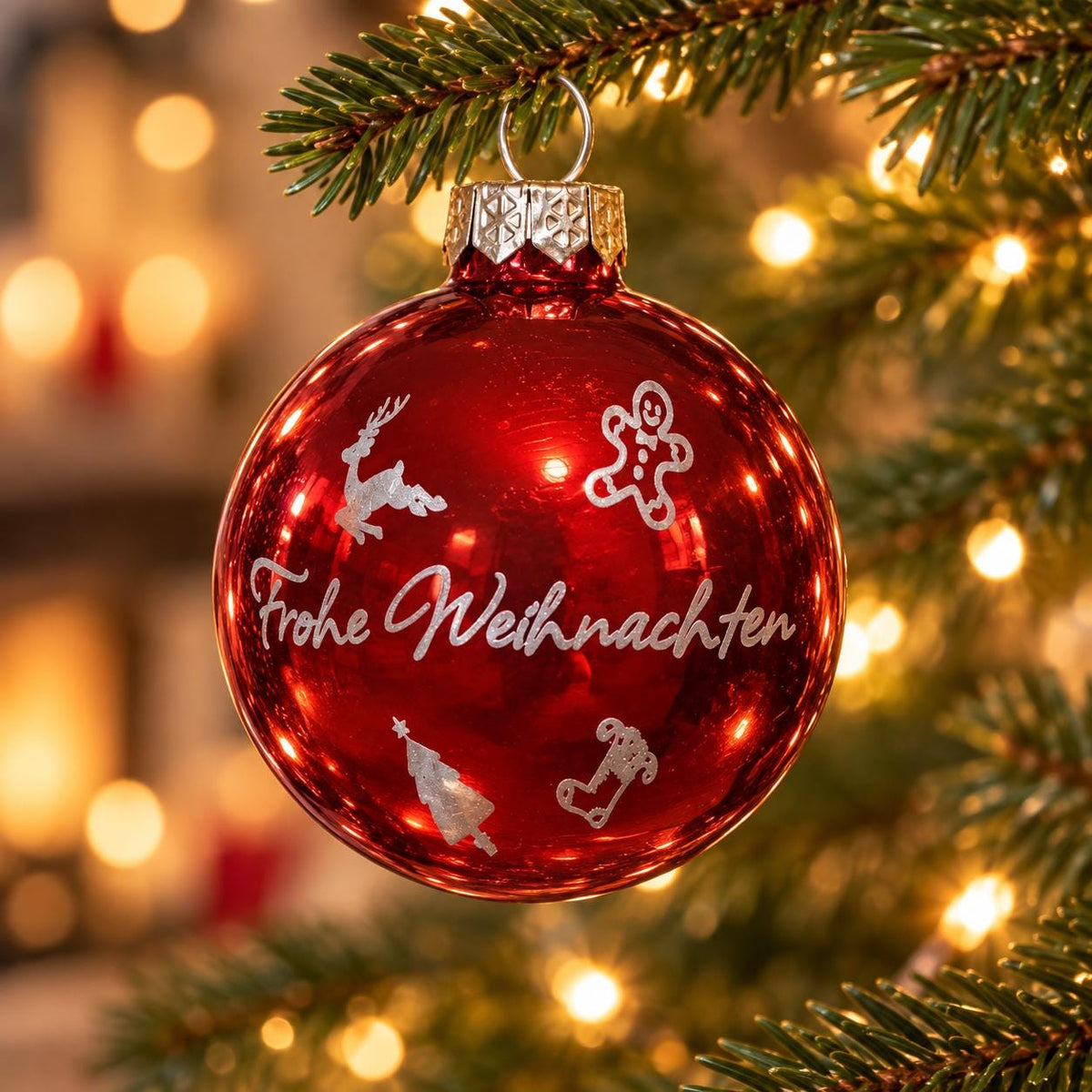 Weihnachtskugel 6 cm rot mit Namen graviert