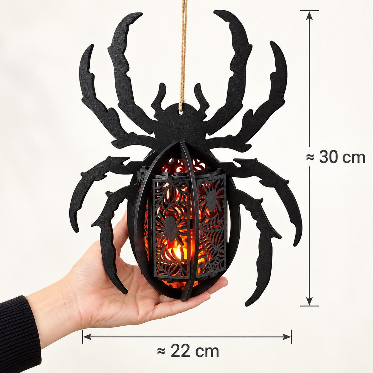 Spinnenlaterne aus Holz, ca. 30 cm