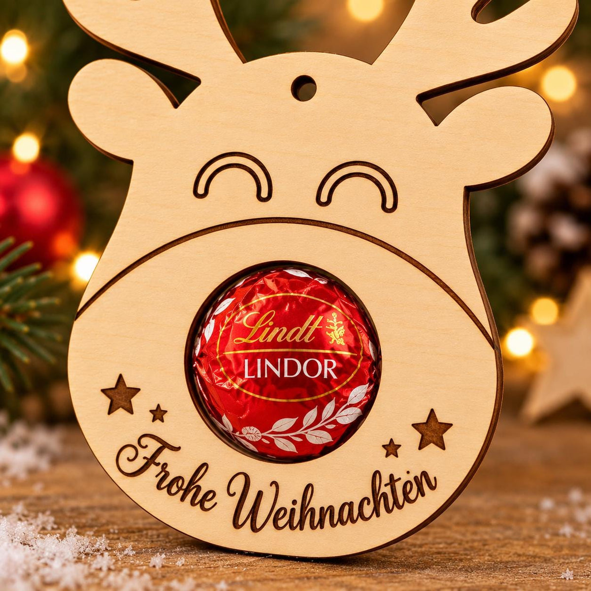 Rentier-Pralinenhalter aus Holz mit Namen