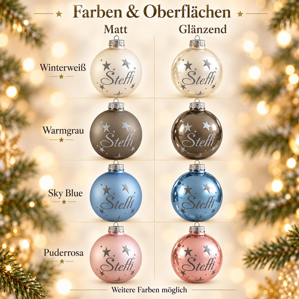 Weihnachtskugel 8 cm Sternenhimmel mit Namen