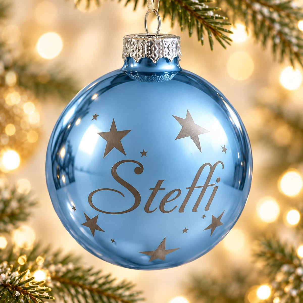 Weihnachtskugel 8 cm Sternenhimmel mit Namen