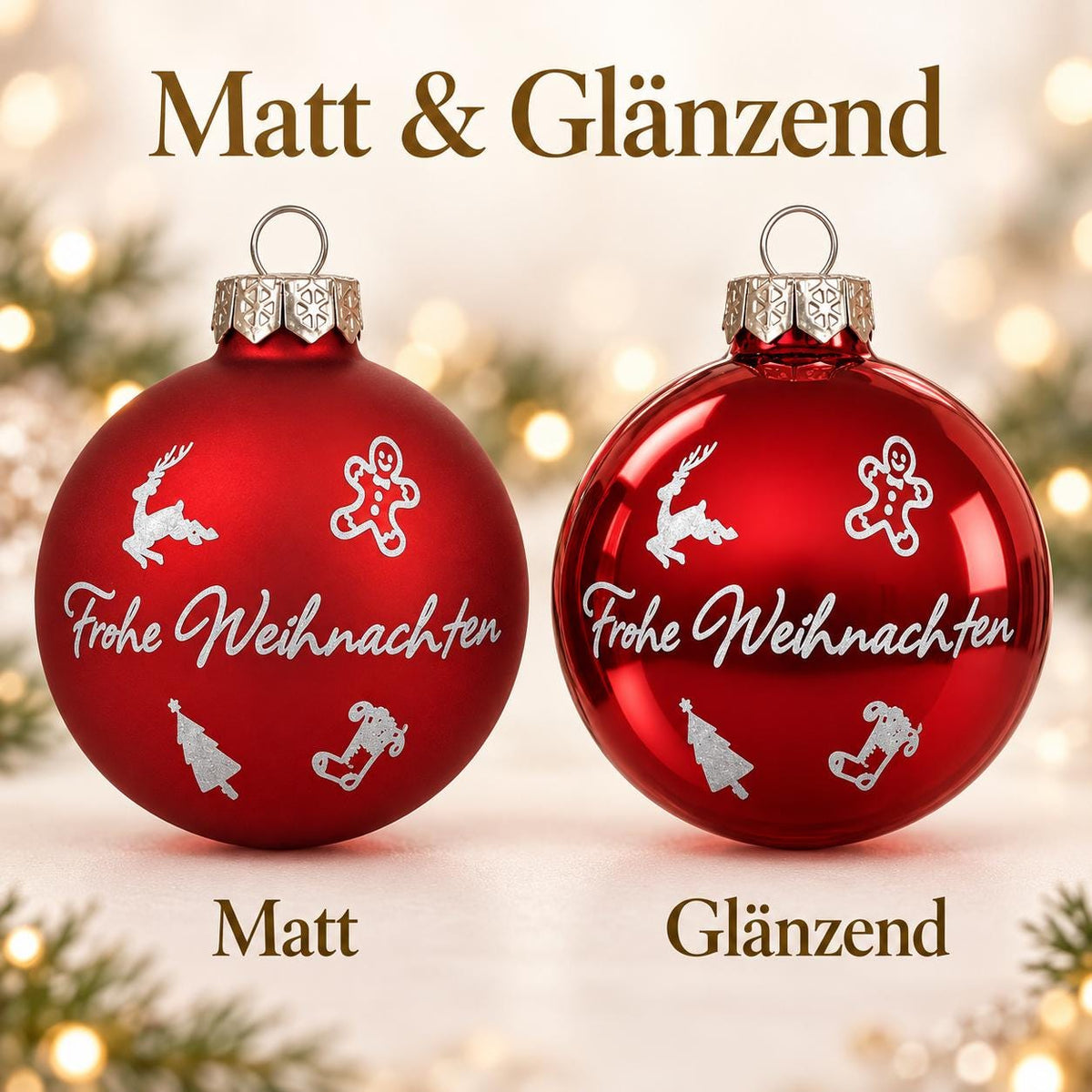 Weihnachtskugel 6 cm rot mit Namen graviert